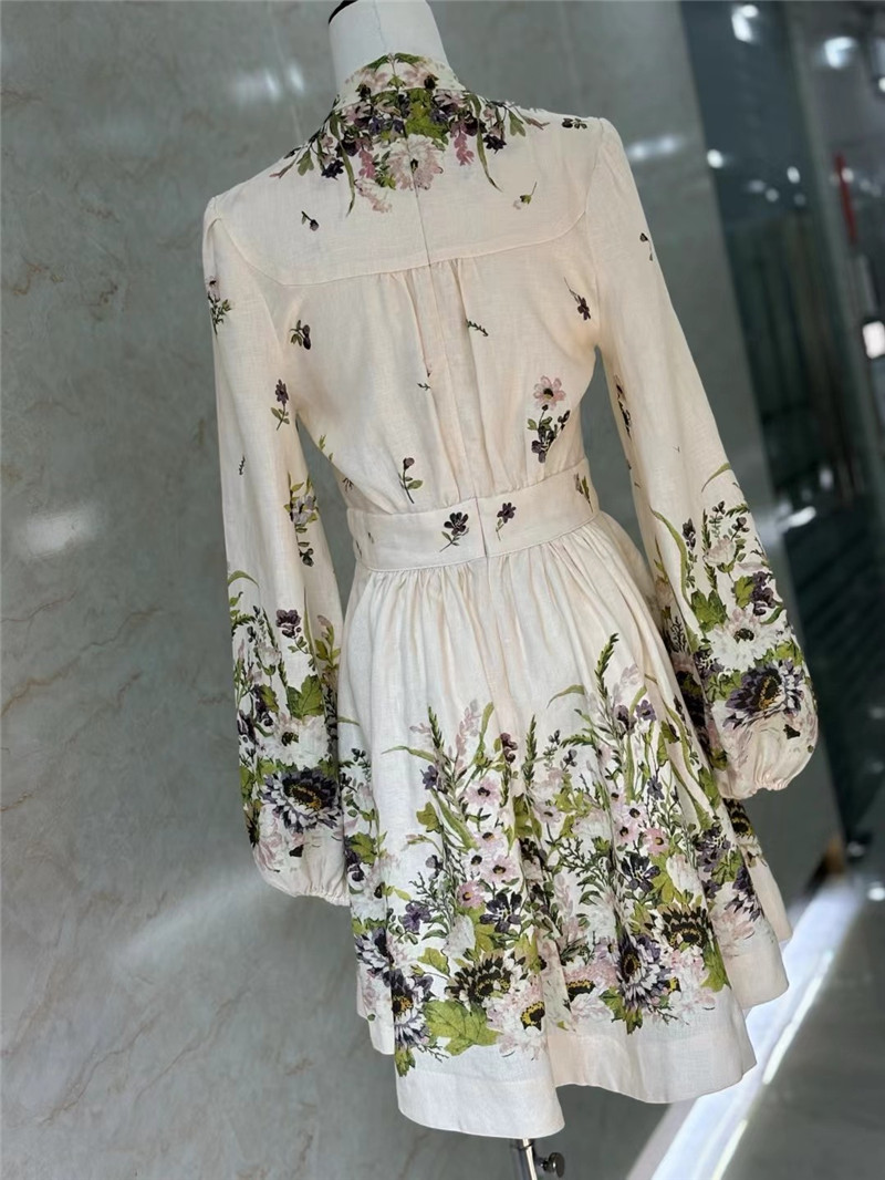 zimm deep V-neck lantern sleeve mini dress replica clothes
