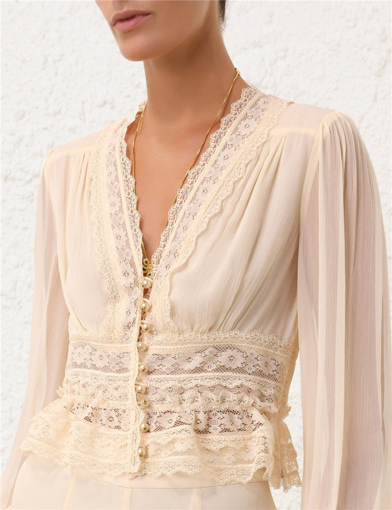 zimm rayon patchwork lace top replica clothing