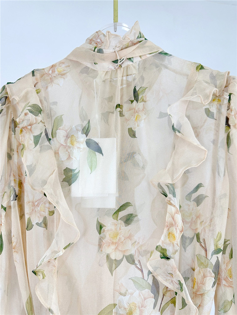 zimm ruffled collared long-sleeved midi dress replica clothing