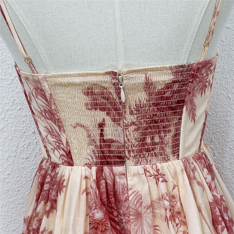 zimm Bamboo knot cotton printed drawstring dress