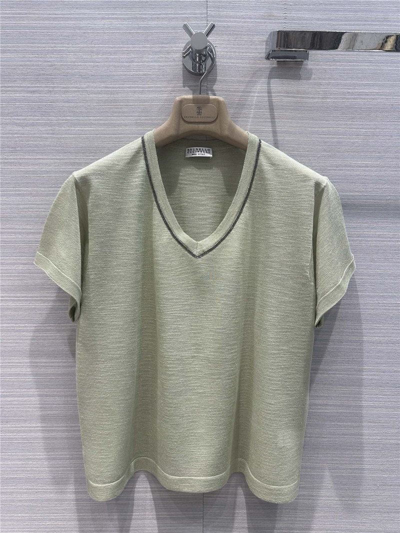 BC linen yarn V-neck top cheap replica designer clothes