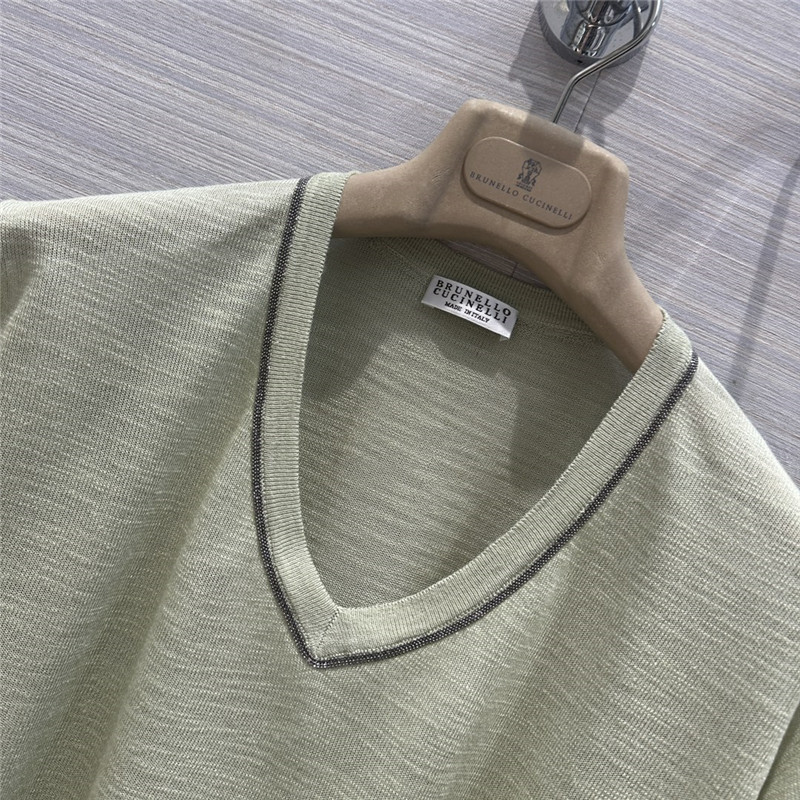 BC linen yarn V-neck top cheap replica designer clothes