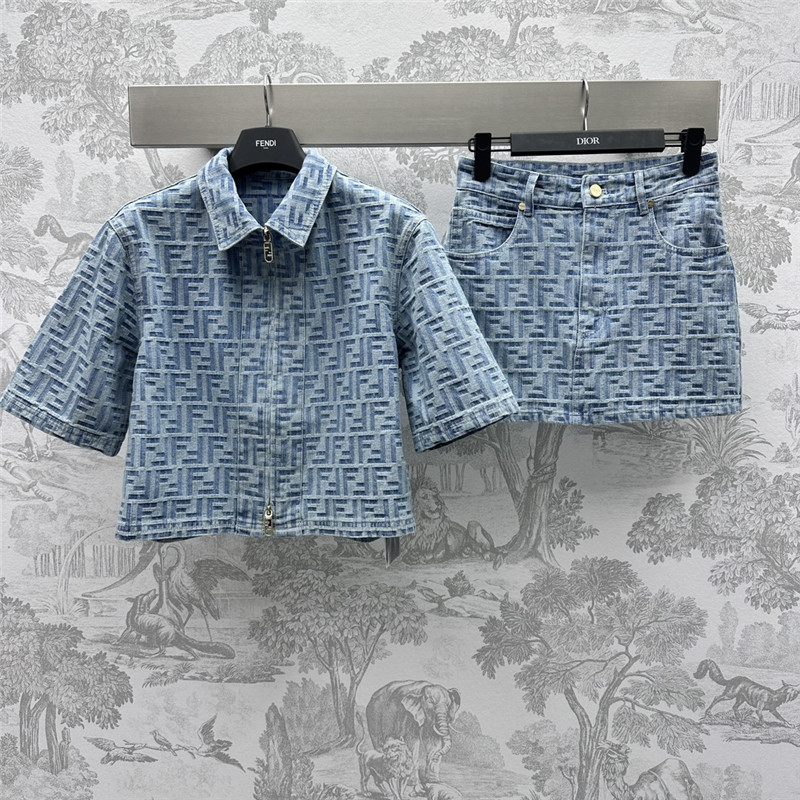 F**di jacquard denim skirt cheap replica designer clothes