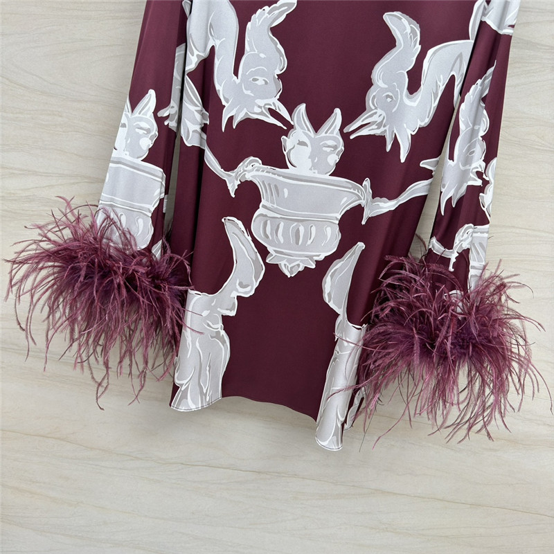 Va1e*ntin0 ostrich feather silk dress replica designer clothes