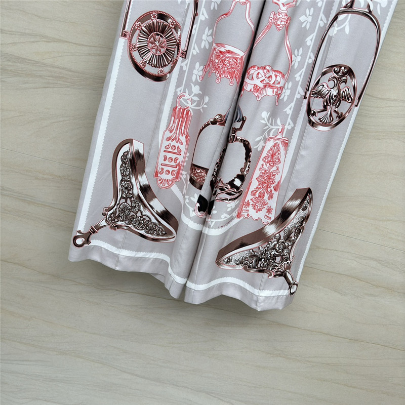 H**me5 chain saddle print silk trousers replica clothes
