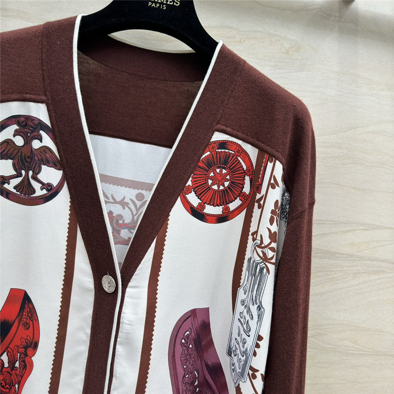 H**me5 red patchwork silk cashmere cardigan