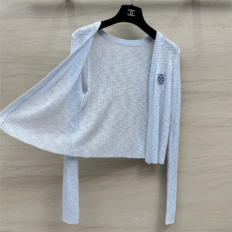 L0ew* blue linen yarn cardigan