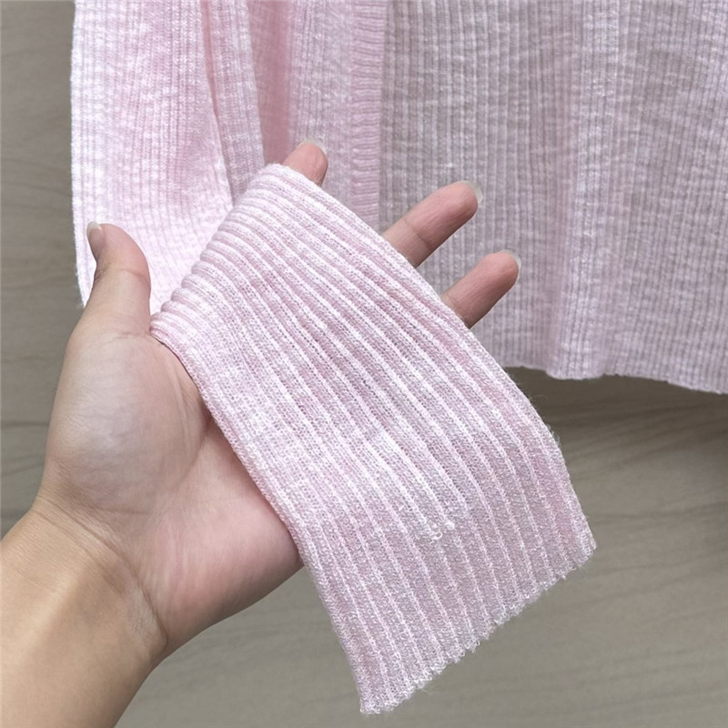 L0ew* pink logo linen yarn cardigan
