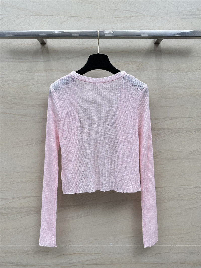 L0ew* pink logo linen yarn cardigan