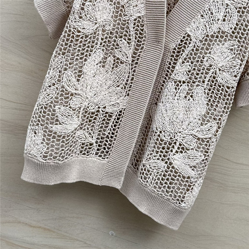 BC Hollow Embroidered Cardigan Beige