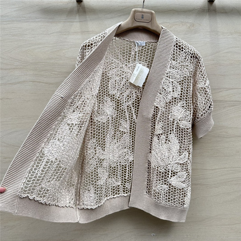BC Hollow Embroidered Cardigan Beige