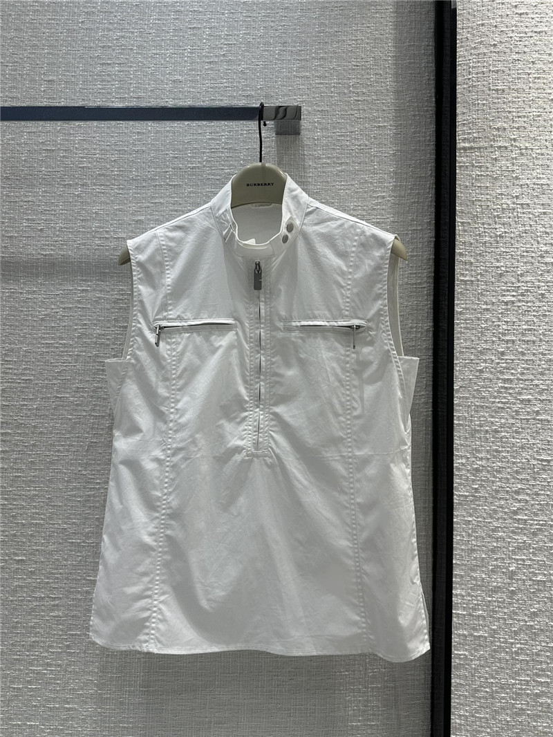 Bv*b*rry zipper stand collar sleeveless shirt replica clothing