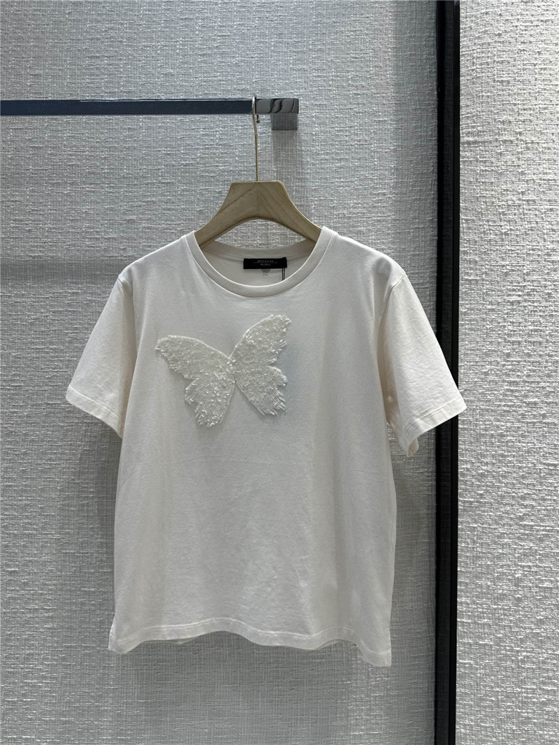 Vanitoo embroidered butterfly cotton T-shirt replicas clothes
