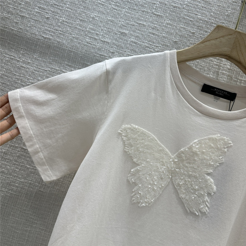 Vanitoo embroidered butterfly cotton T-shirt replicas clothes