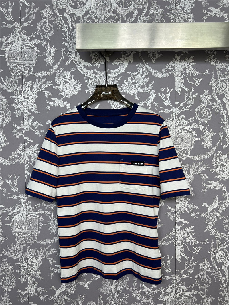 M1um1u new striped short-sleeved t-shirt replica clothing sites