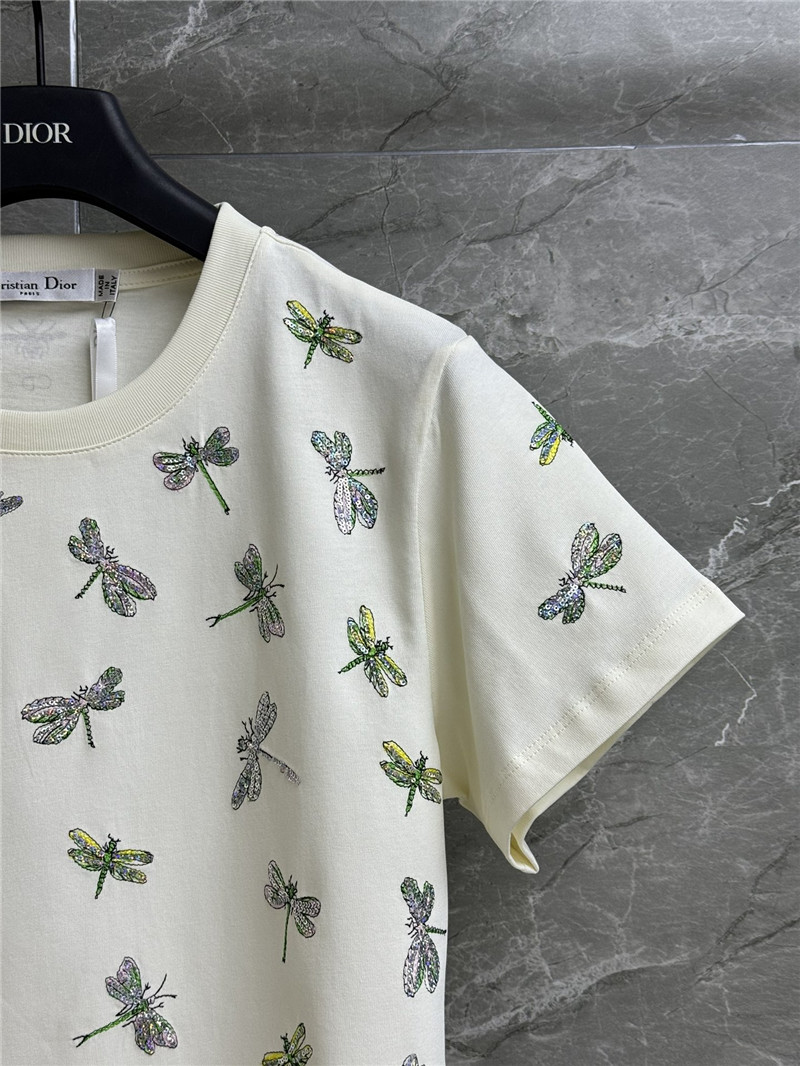 D10r sequined dragonfly embroidered t-shirt replica clothes