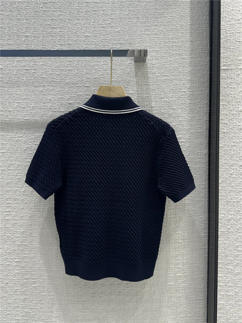 M1um1u contrast stripe cable knit polo top replica clothes