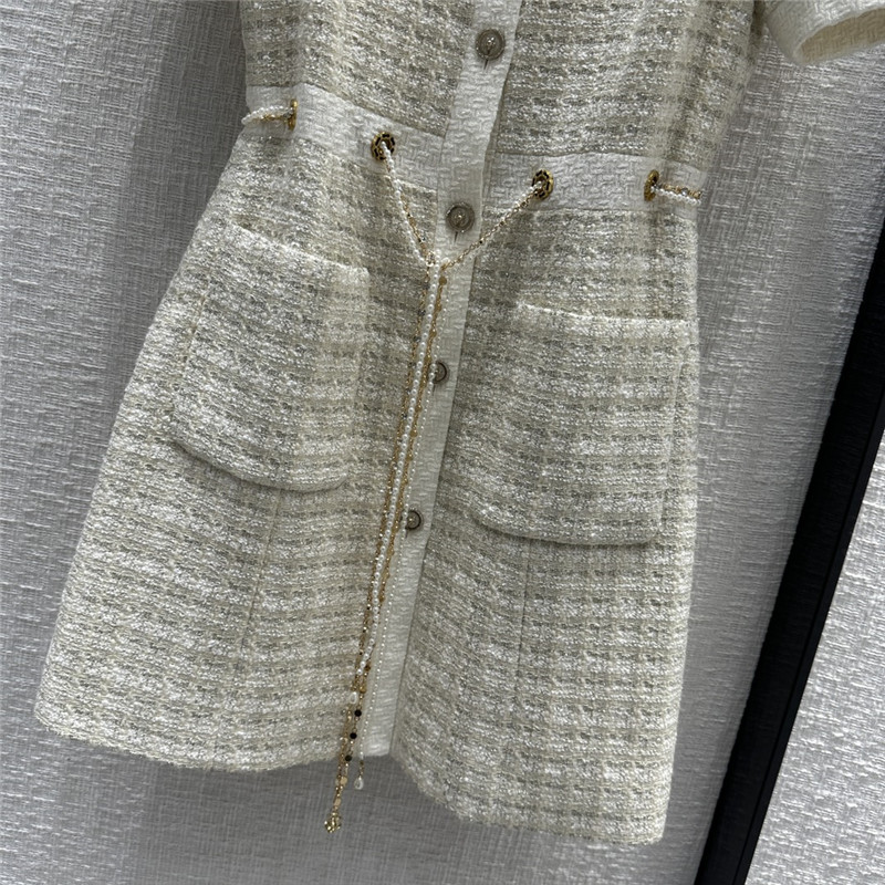 Ch**el woven plaid tweed jacket dress replica clothing