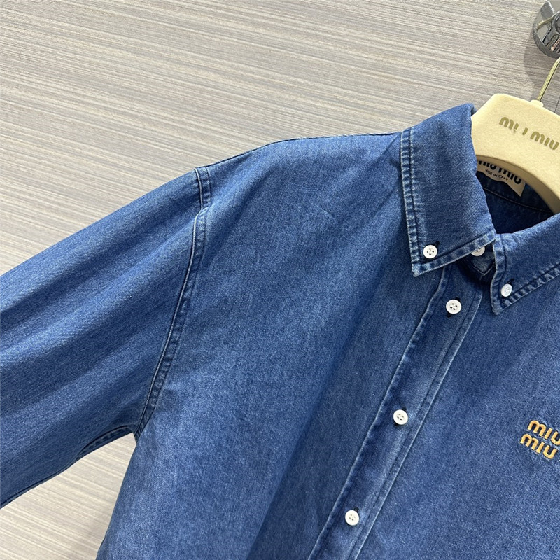 M1um1u soft denim short shirt replica clothing