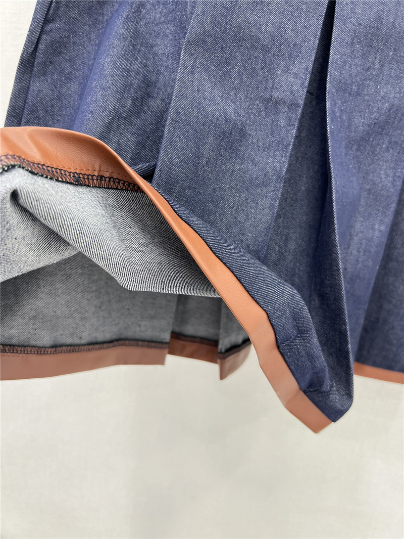 M1um1u new midi skirt with leather trim replica clothes