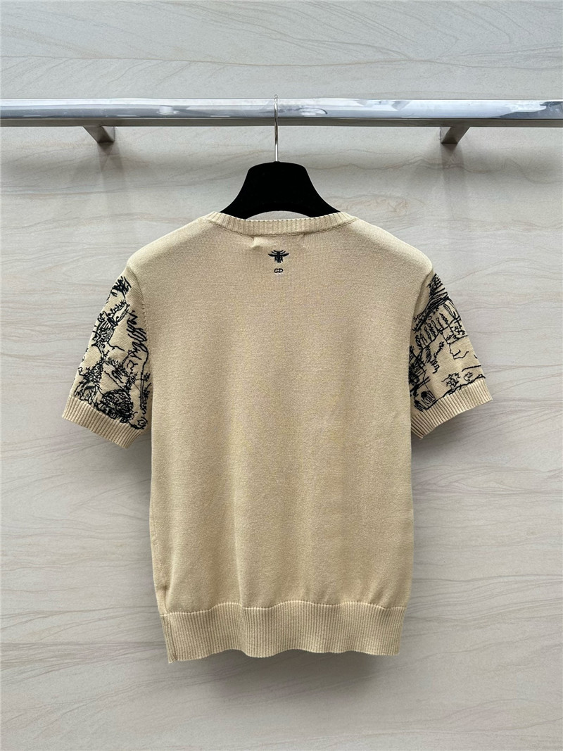D10r graffiti embroidered short-sleeved top replica clothing