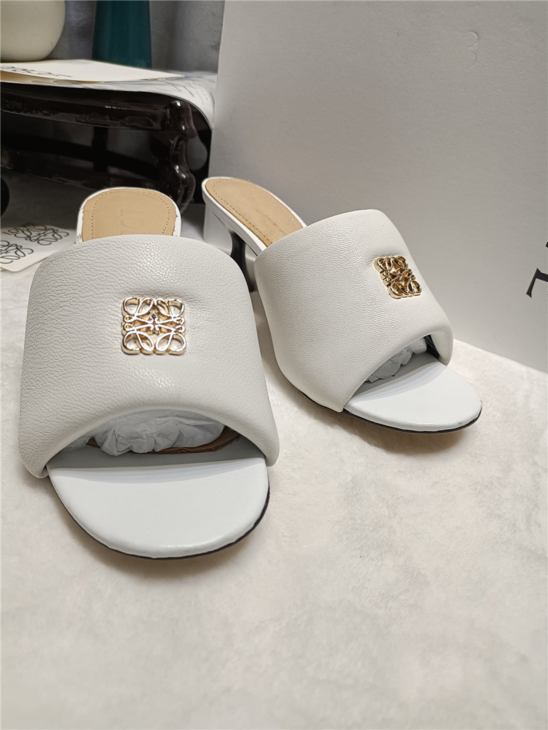 L0ew* anagram medallion kitten-heel mules in white
