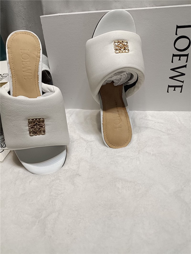 L0ew* anagram medallion kitten-heel mules in white