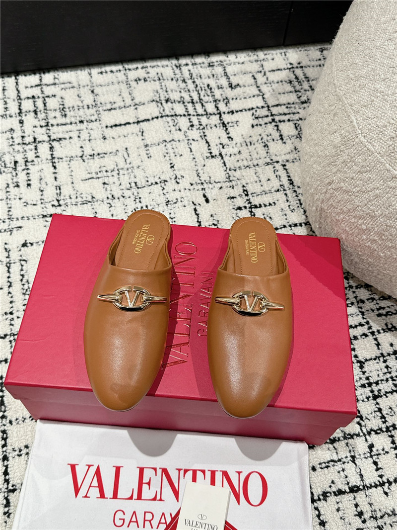 Va1e*ntin0 garavani vlogo signature leather mules in brown