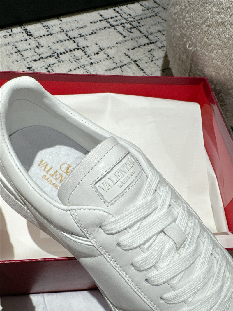 Va1e*ntin0 white leather lace-up sneakers