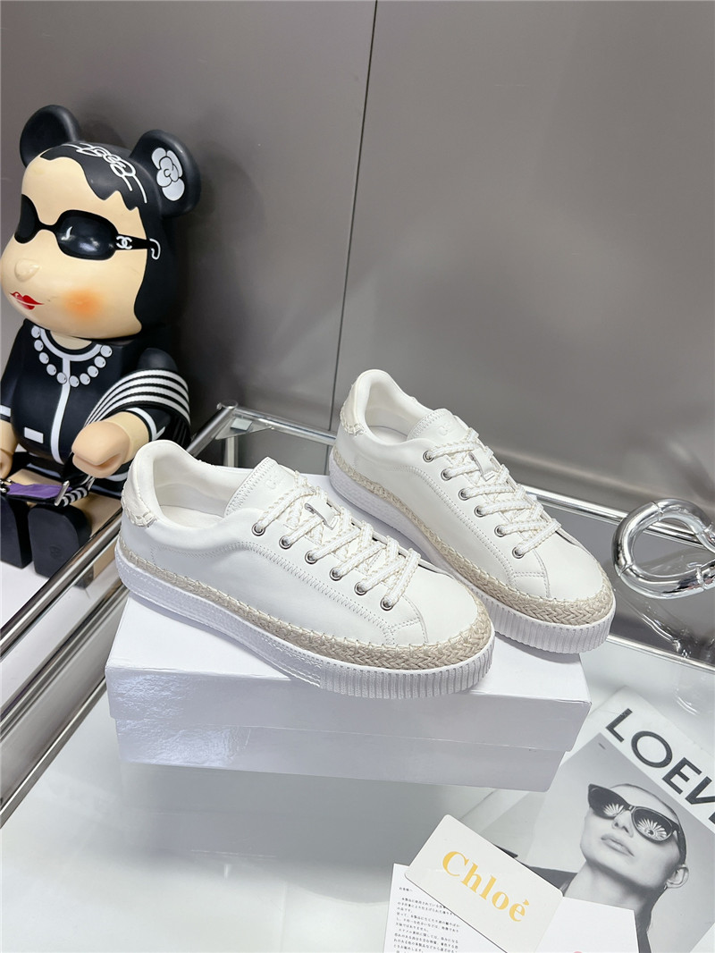 Chloé White Low-Top Platform Sneakers