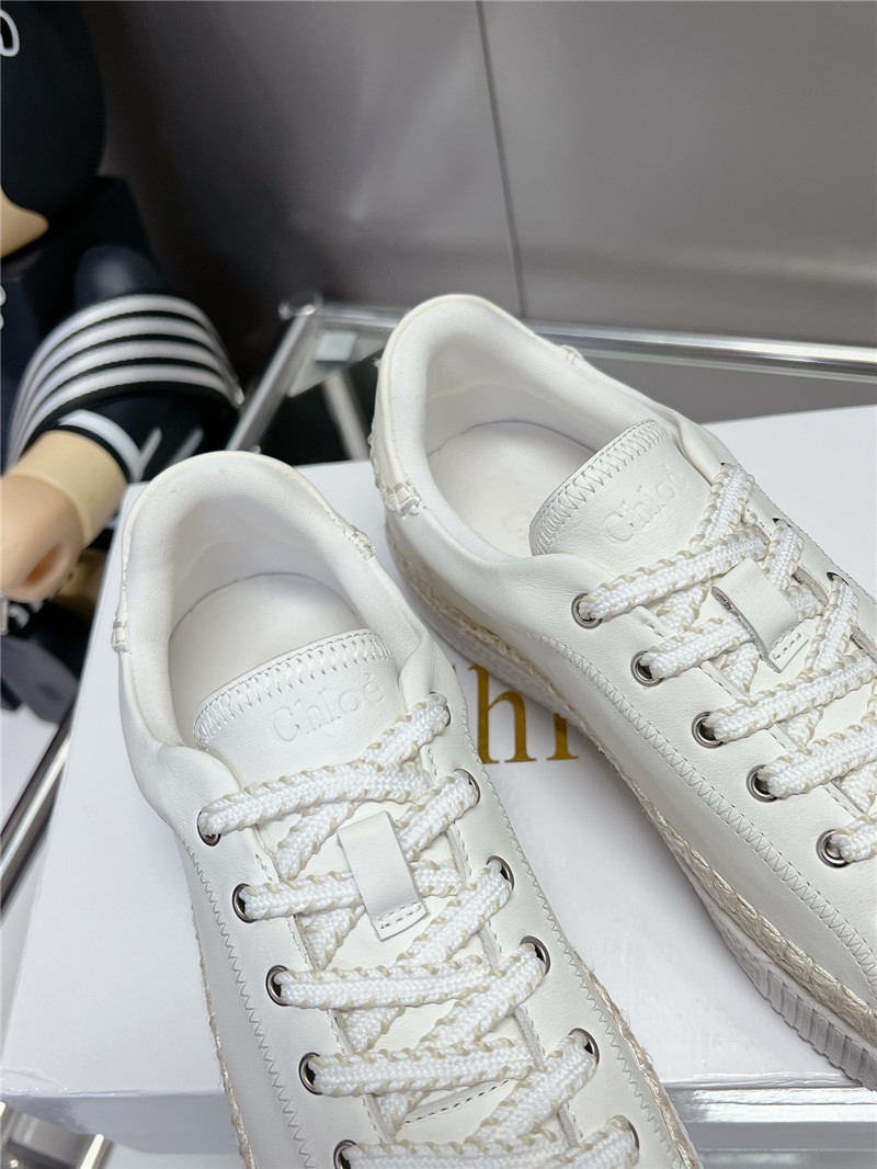 Chloé White Low-Top Platform Sneakers