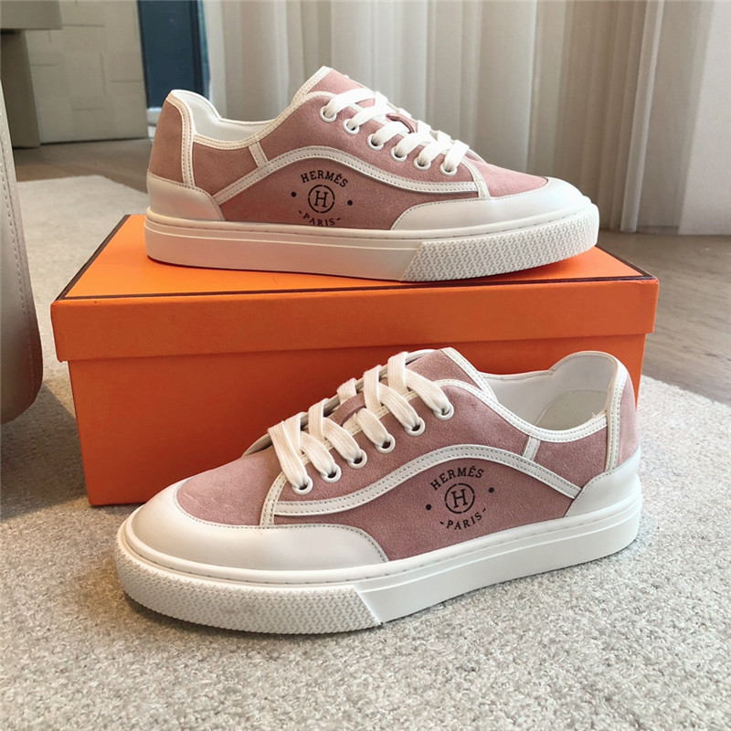 H**me5 canvas print lace-up sneakers in pink