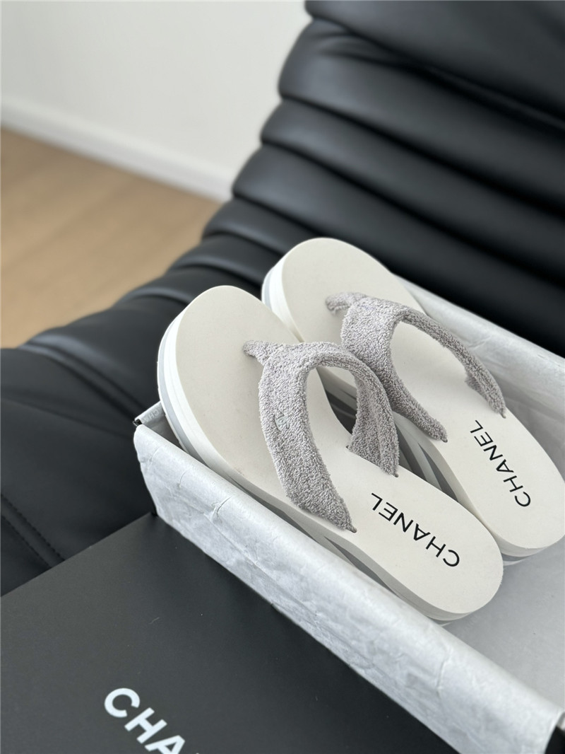 Ch**el platform wedge heel slippers in silver