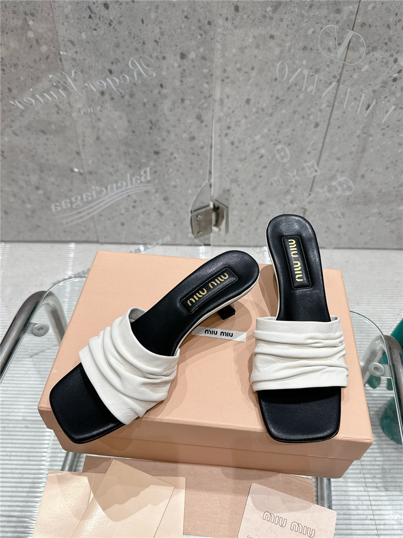 Miu Miu Leather Kitten-Heel Mule Sandals