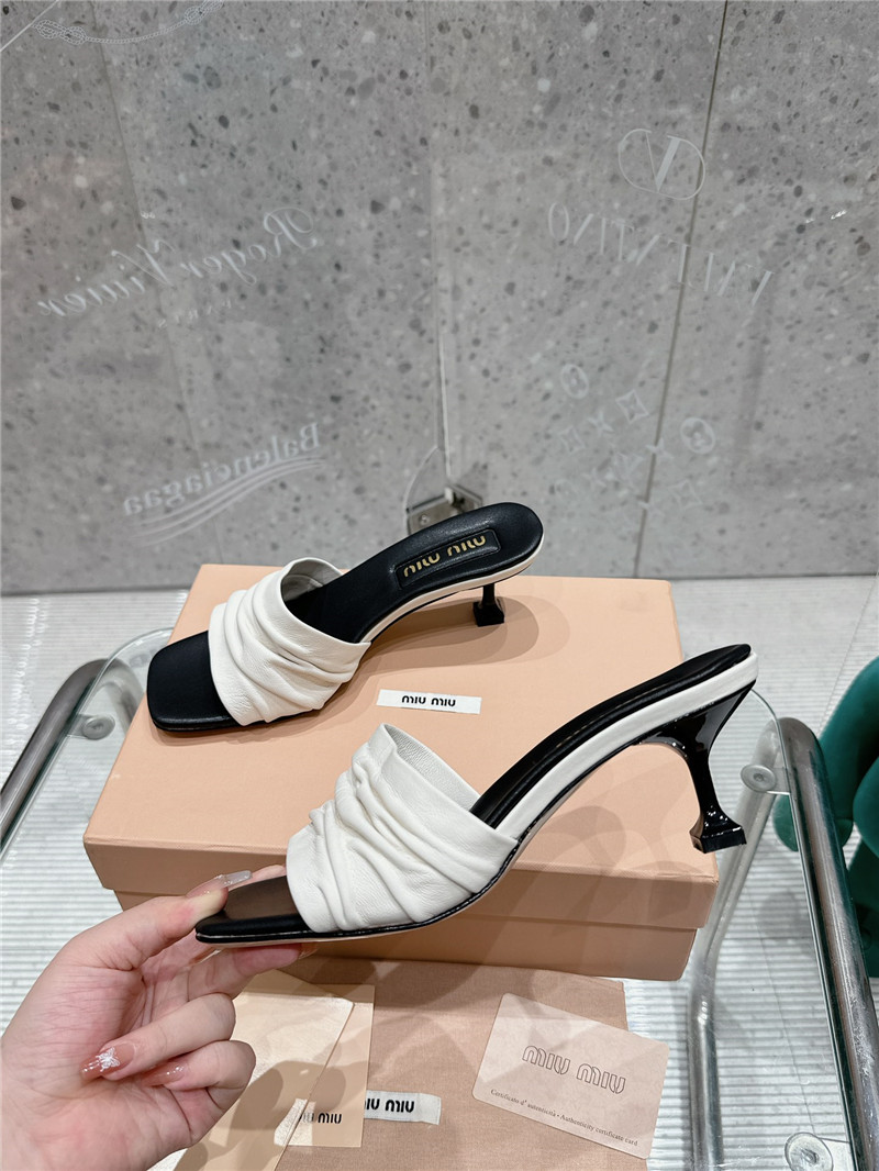 Miu Miu Leather Kitten-Heel Mule Sandals