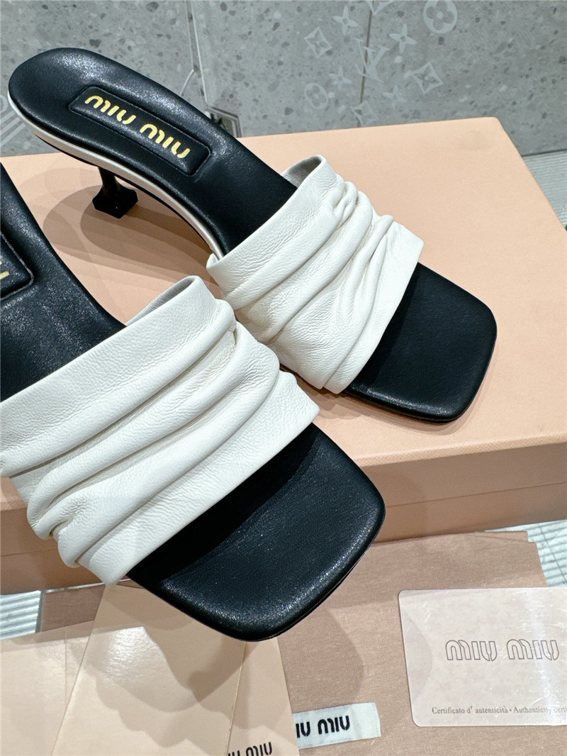 Miu Miu Leather Kitten-Heel Mule Sandals