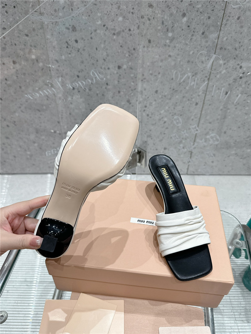 Miu Miu Leather Kitten-Heel Mule Sandals