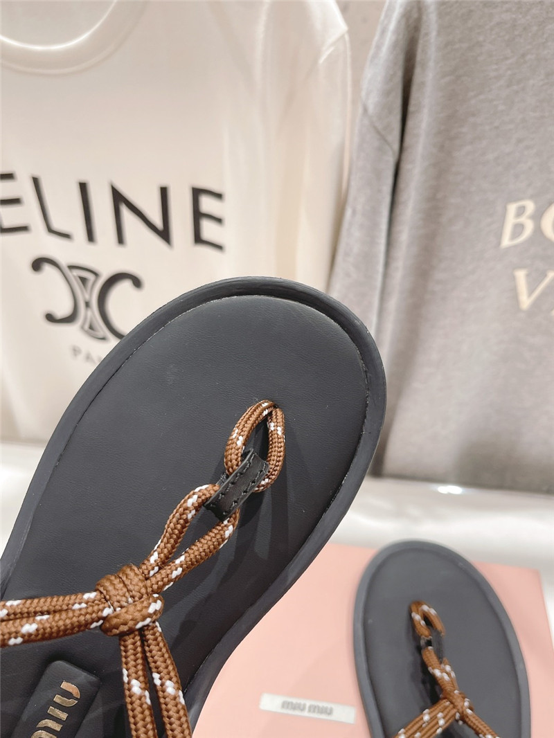 Miu Miu Riviere Brown Leather Cord Sandals