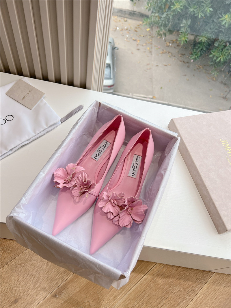 J1m*y Ch00 rosalia pink leather pumps