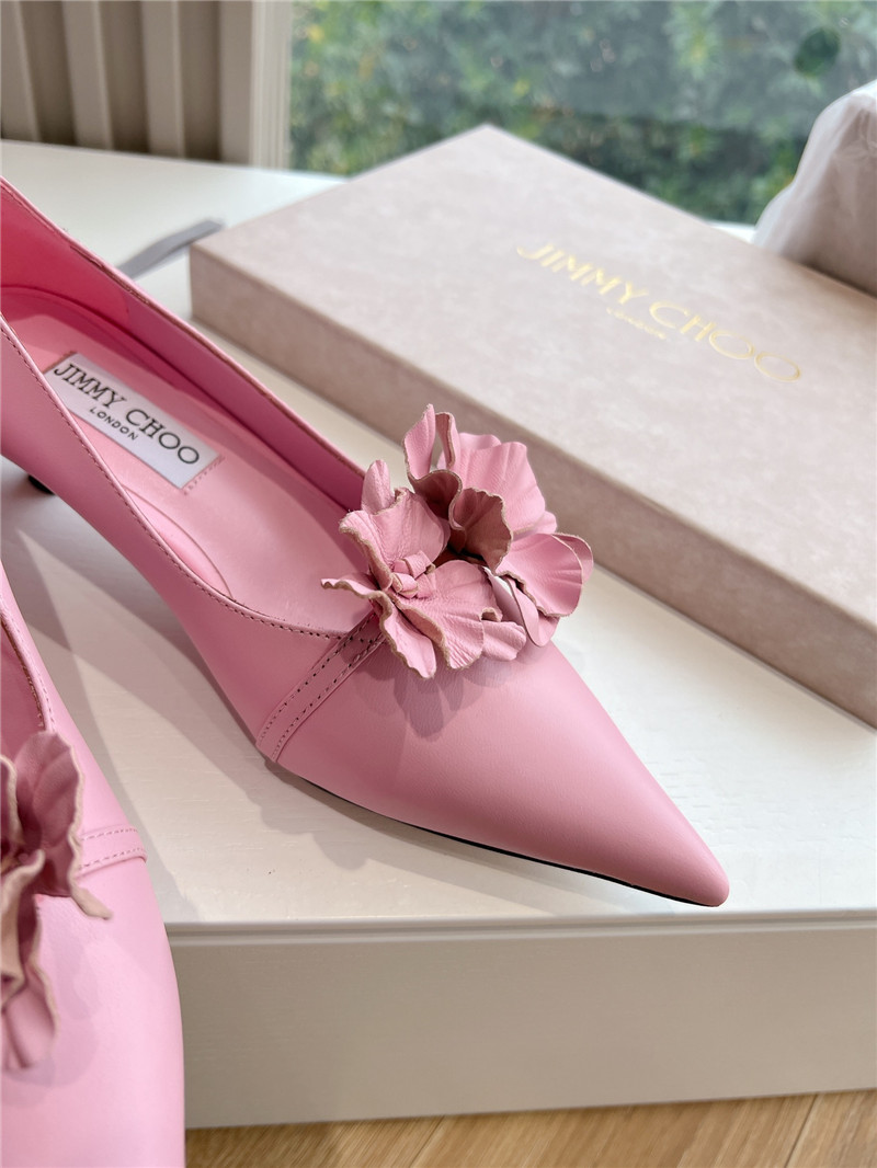 J1m*y Ch00 rosalia pink leather pumps