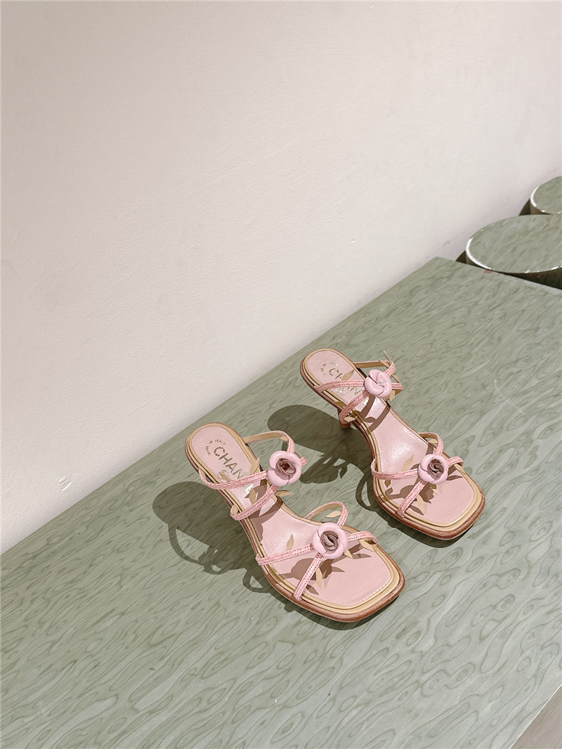 Ch**el strappy camellia heels