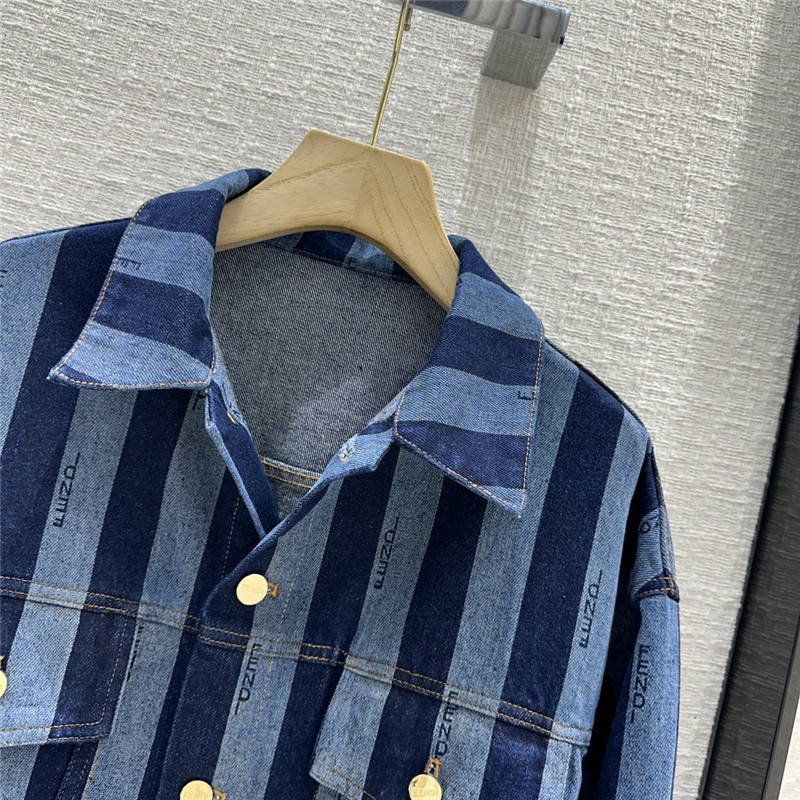 F**di colorblock vertical striped denim jacket replica clothes