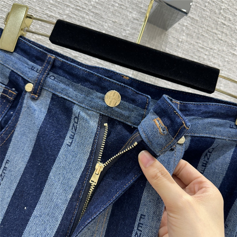 F**di colorblock vertical stripes straight jeans replica clothes