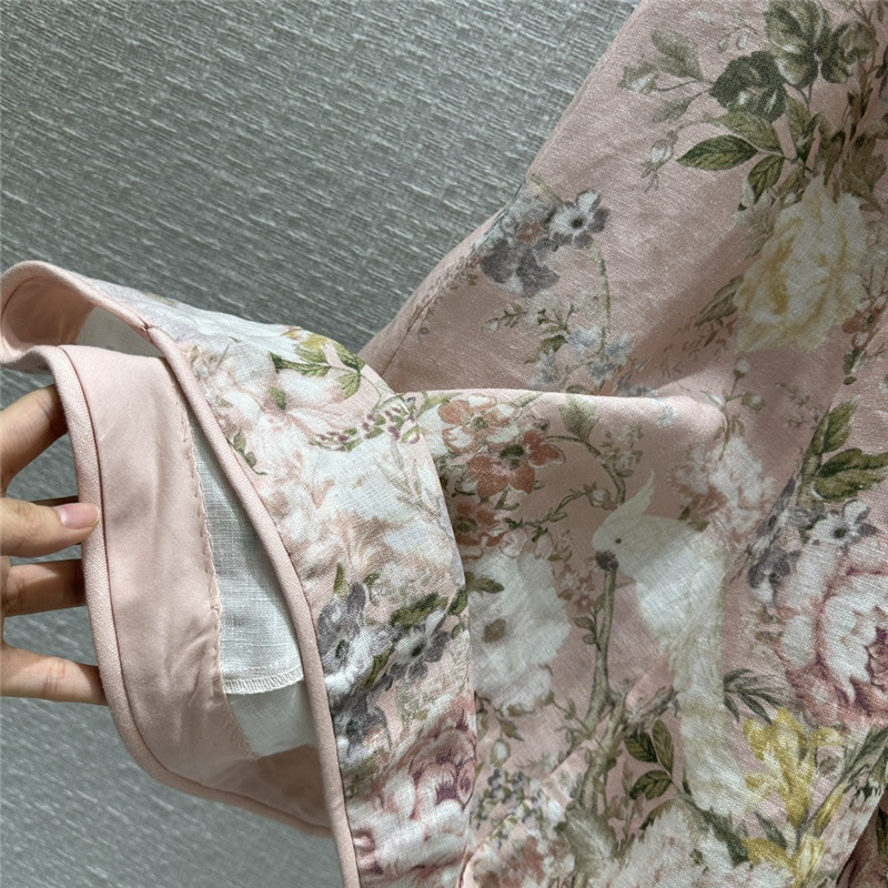 zimm pink floral deep V-neck sleeveless dress replica clothes