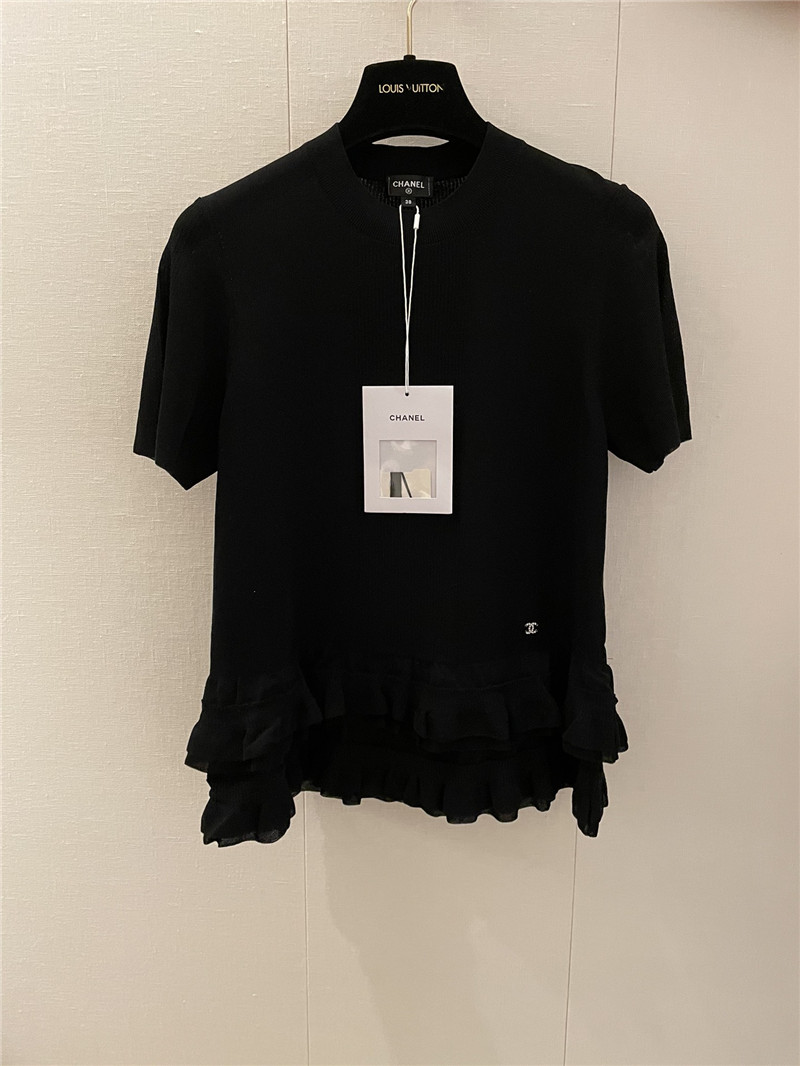 Ch**el ruffle design short sleeves replica designer clothes