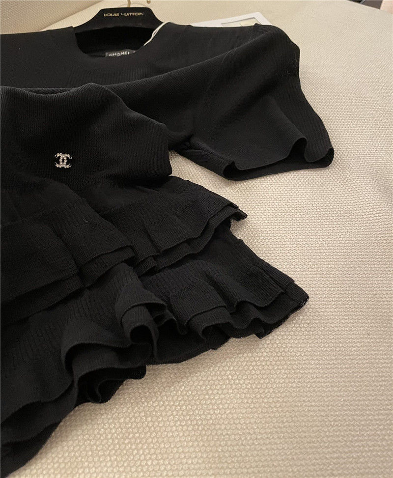 Ch**el ruffle design short sleeves replica designer clothes