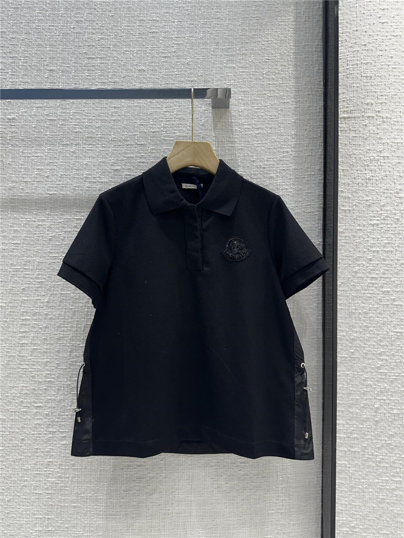 Moncler nylon patchwork polo shirt short sleeves replica clothing