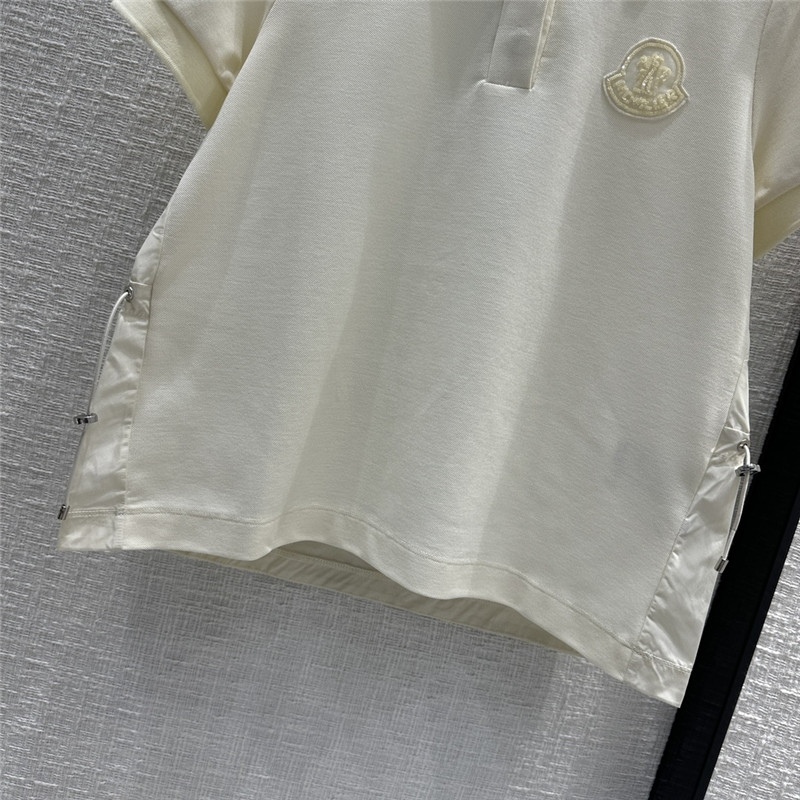 Moncler nylon patchwork polo shirt short sleeves replica clothing