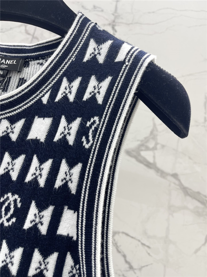 Ch**el bow print sleeveless knit dress replica d&g clothing