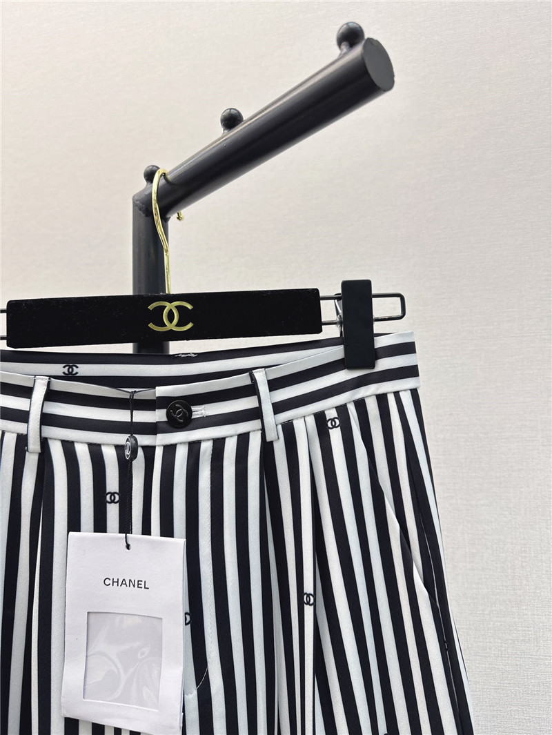 Ch**el printed striped straight pants replica clothing